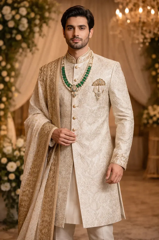 Pastel Green Linen Kurta – Mehendi Special